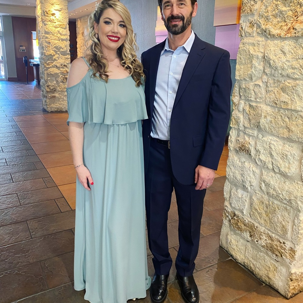 Show Me Your MuMu Caitlin Ruffle Maxi Dress in Silver Sage Crisp - Picture 6 of 7